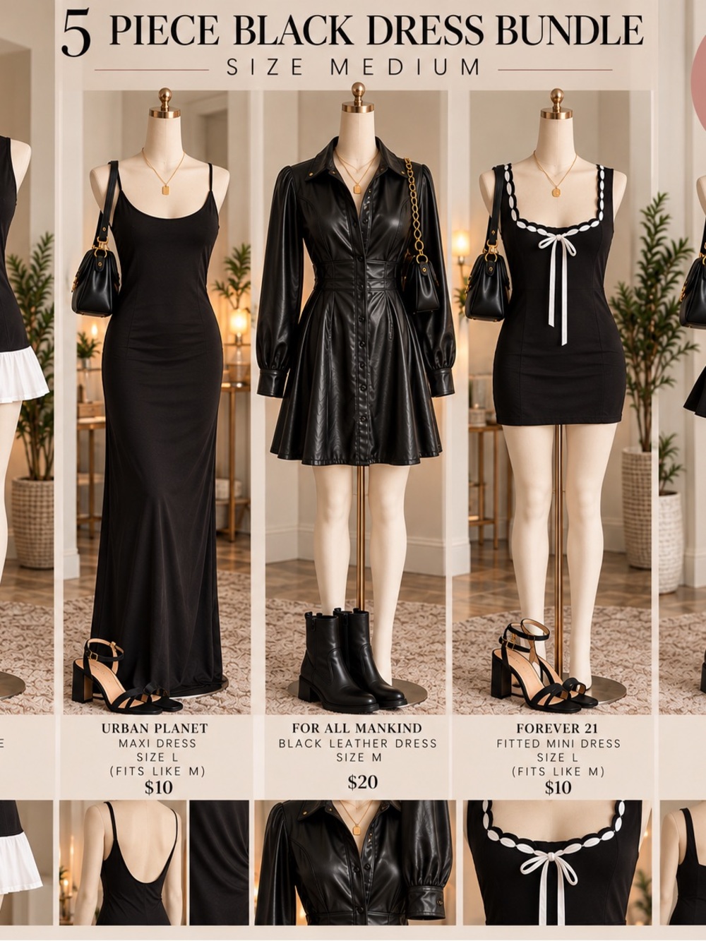 5-Piece Black Dress Bundle - Chic Women's Dresses
